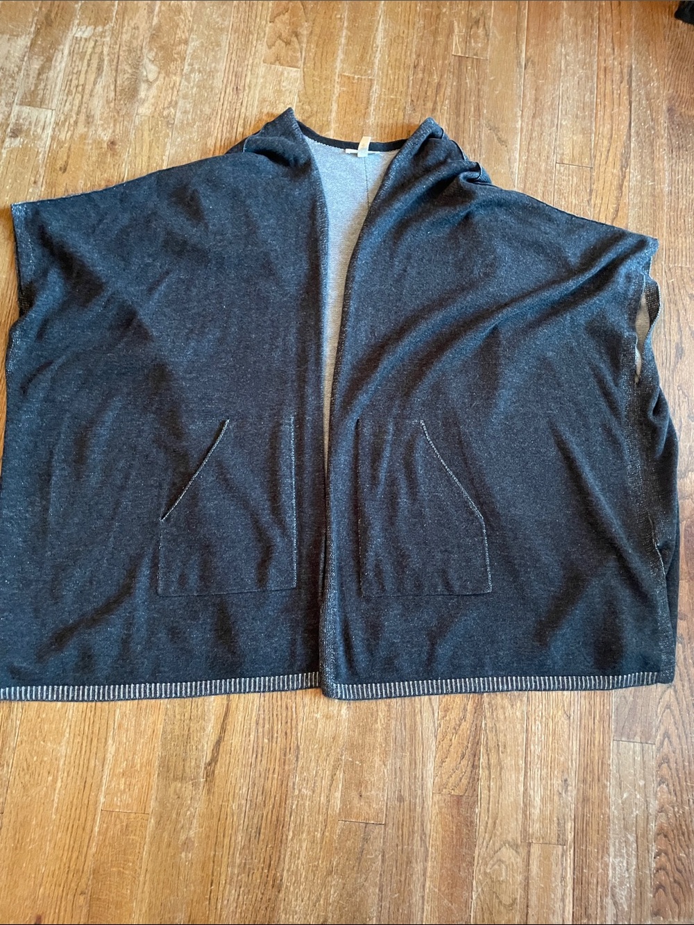 Eileen Fisher Charcoal Gray Open-Front  Sweater size M/L